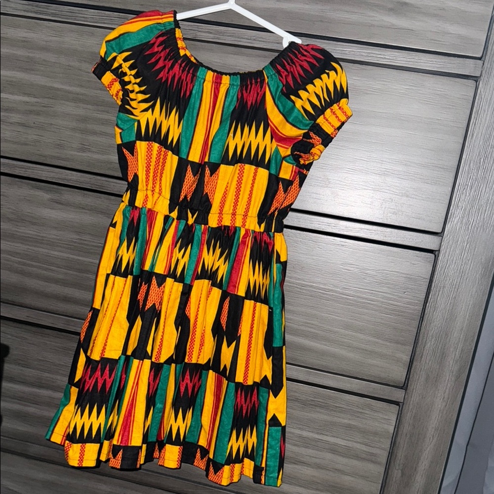 Colorful African Print Kids Casual Dress 👗 4T